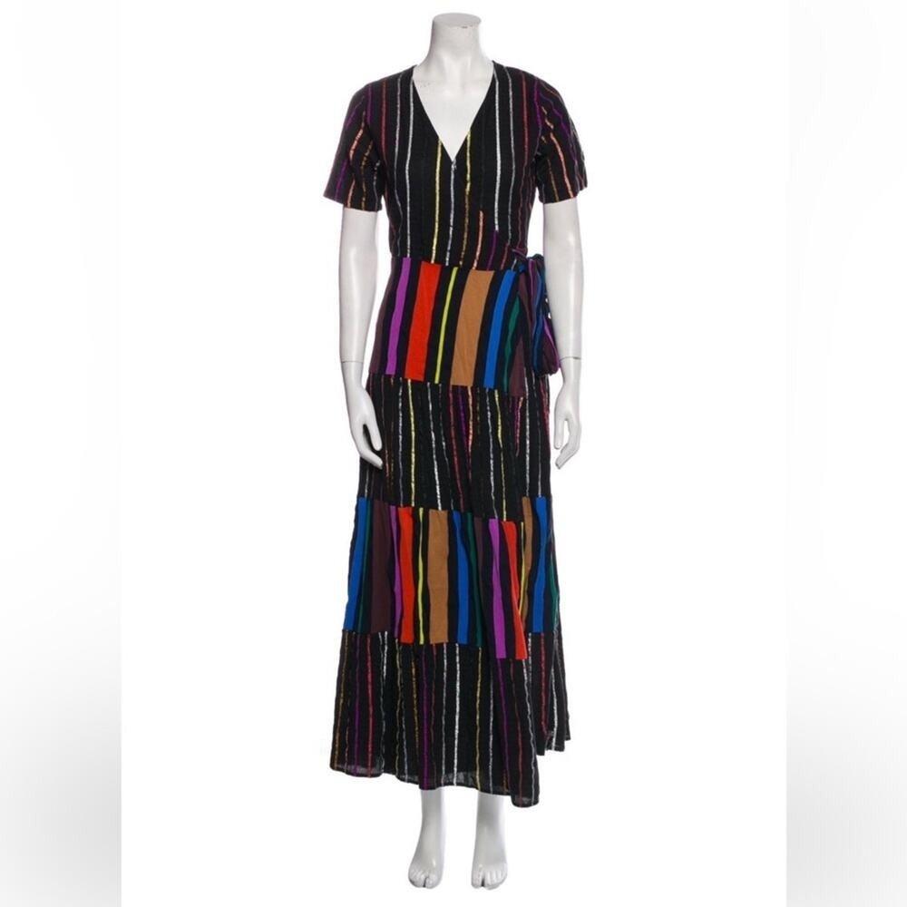 Ace & Jig Ellis dress wrap maxi colorful metallic rainbow ribbon candy stripe S - Picture 3 of 7